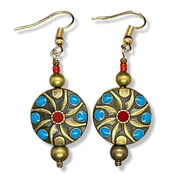 Artisan Jewelry - Flower Earrings Copper Boho | Handmade